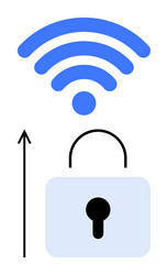 secure wireless connectivity with lock and arrow vector image