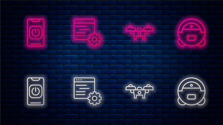set line computer api interface drone turn off vector image