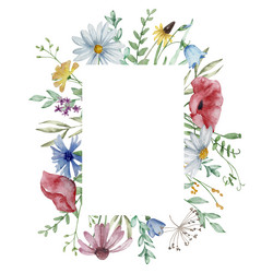 Watercolor Wildflower Frame Vector Image