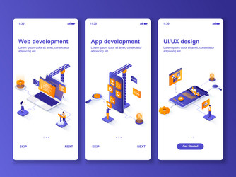 web development isometric gui design kit vector