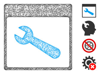 wrench tool calendar page web mesh vector image