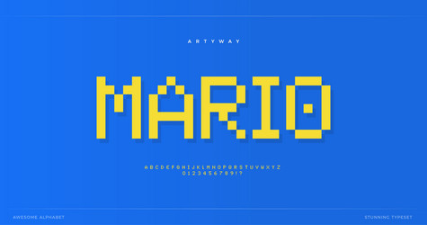 pixel alphabet retro 8-bit font type vector image