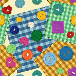 Seamless pattern of patchwork and buttons vector