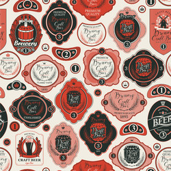 seamless pattern with various beer labels vector image