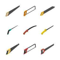 set different 3d hacksaws and saws vector image