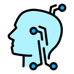 ai smart brain icon outline network vector image