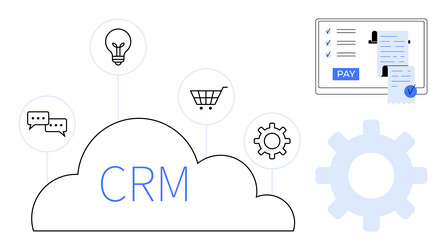 cloud-based crm system integrating messaging e vector image