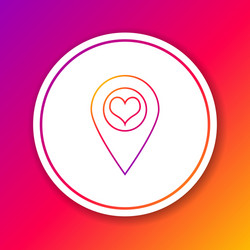 color line map pointer with heart icon isolated vector image