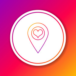 color line map pointer with heart icon isolated vector