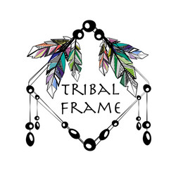 feathers boho square frame vector image