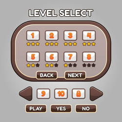 Game level select ui and button vector