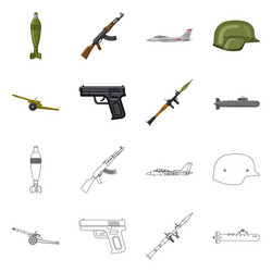 isolated object of weapon and gun sign set vector image