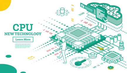 Isometric CPU Technology Data Processing vector image