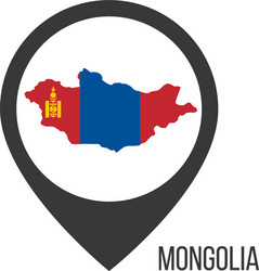 map pointers with contry mongolia flag vector image