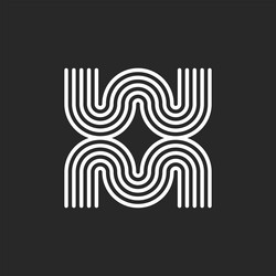 Rounded Monogram Initial Logo - WM or MW vector image