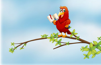 a parrot reading above branch of tree vector image