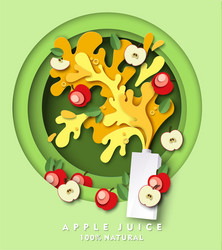 apple juice carton pack mockup fresh fruit vector