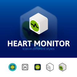 Heart monitor icon in different style vector