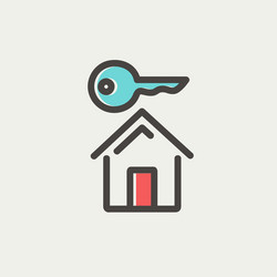 Key for house thin line icon vector