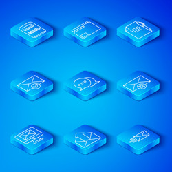 set line monitor and envelope speech bubble chat vector image