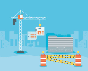 data folder with webpage under construction vector image