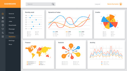 graphs dashboard infographic data chart web site vector image