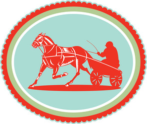 horse and jockey harness racing rosette retro Vector Image