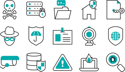 icon set hacker and cyber security half line vector image