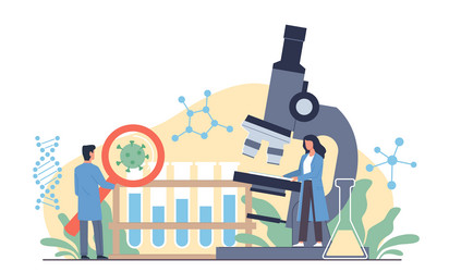 Scientists Studying Viruses with Microscopes vector image