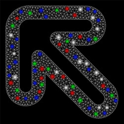 bright mesh wire frame left-up arrow with light vector image