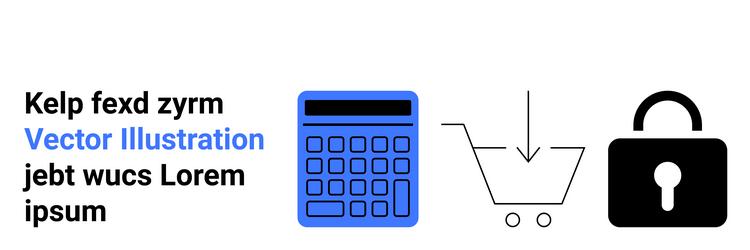 calculator shopping cart and lock representing vector image