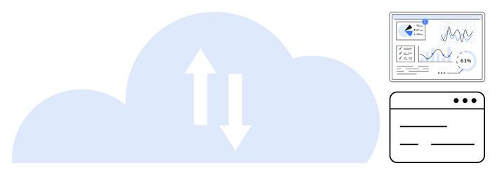 cloud data transfer with analytics and web vector image
