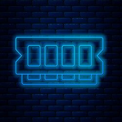 glowing neon line ram random access memory icon vector image