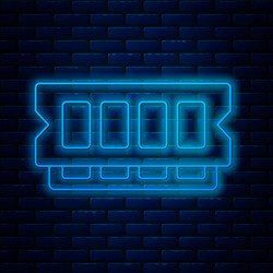 Glowing neon line ram random access memory icon vector