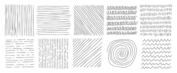 Collection ink hand drawn hatch texture Royalty Free Vector