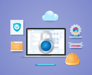 security engineering design template in 3d style vector image