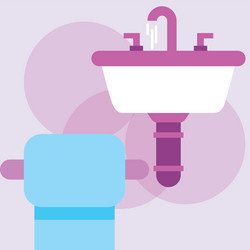 Washbasin and toilet paper cartoon bathroom vector