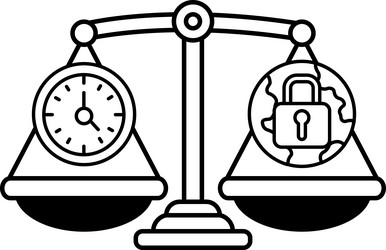 a scale with clock on one side and lock vector image