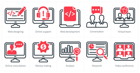 a set of 10 business icons as web designing vector image
