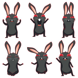 Black rabbit in different situations Royalty Free Vector