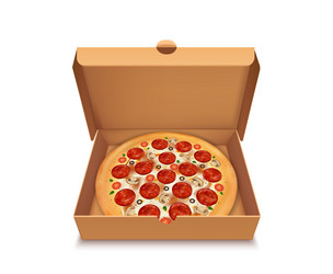 realistic detailed 3d open view package box vector image