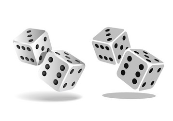 Two white falling dice isolated vector