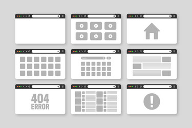 web browser window pages layout with toolbar vector image
