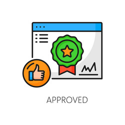 approved web audit icon of website seo analysis vector image