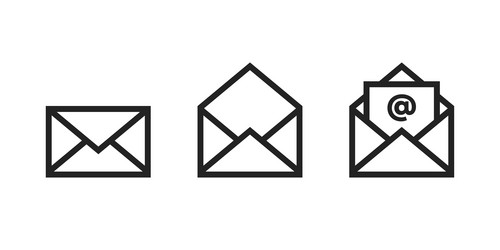 envelope icon line design and email set vector image