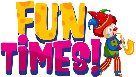 Font design for word fun times with funny clown vector