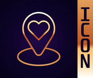 gold line map pointer with heart icon isolated vector