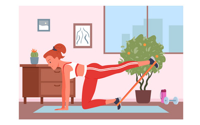 healthy activity sports exercises of girl at home vector