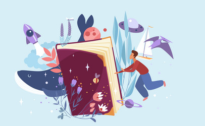 inspiration from reading books tiny character vector image
