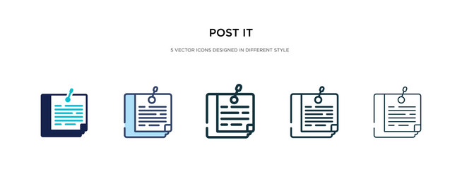 Post it icon in different style two colored vector